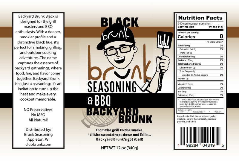 Brunk Black Blend BBQ rub label